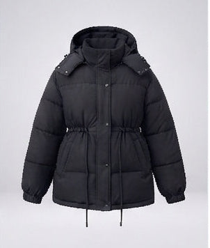 Damen gepolsterte Kapuzenparka im boxy Schnitt mit tapered Kordelzug