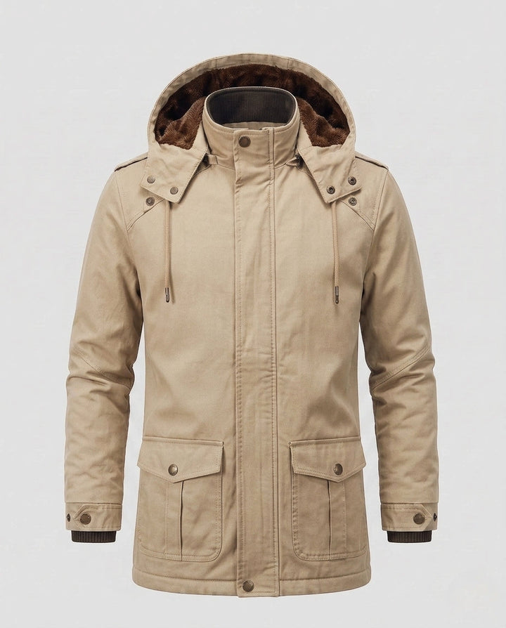 Herren Feldparka im Canvas-Look mit wärmendem Teddy-Fleece-Futter und Utility-Taschen Echo Archiv