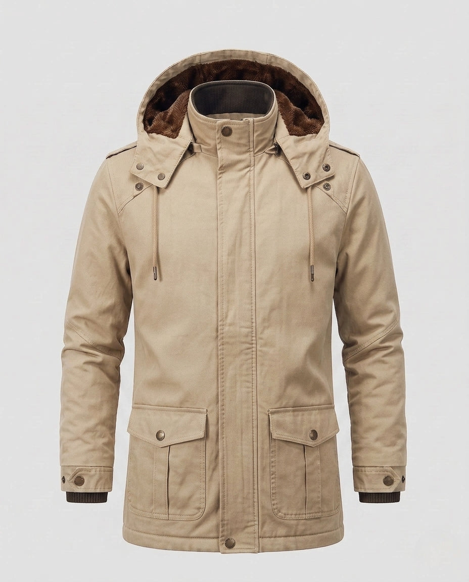 Herren-Feldparka im Canvas-Look mit wärmendem Teddy-Fleece-Futter und Utility-Taschen Echoarchiv
