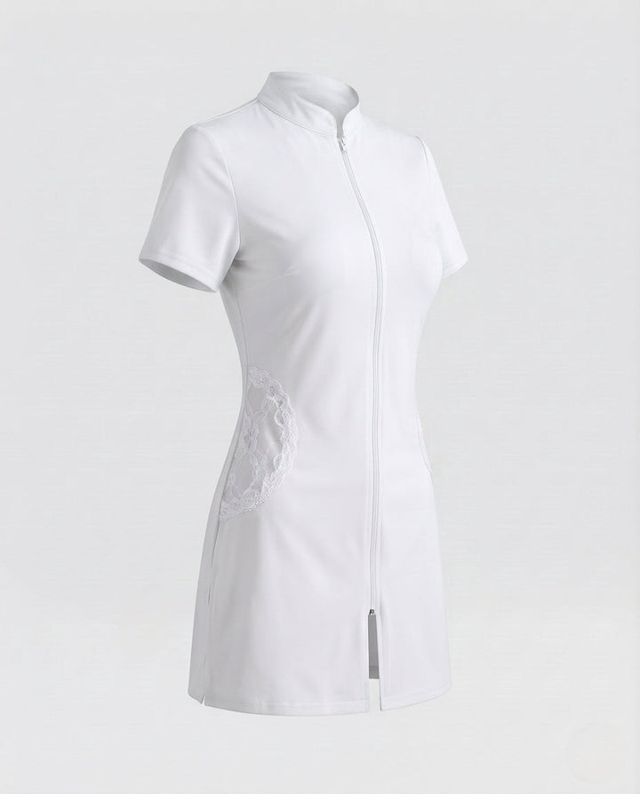 Damen sexy Krankenschwester Kostüm mit Zipper und Strumpfhalter Echo Archiv