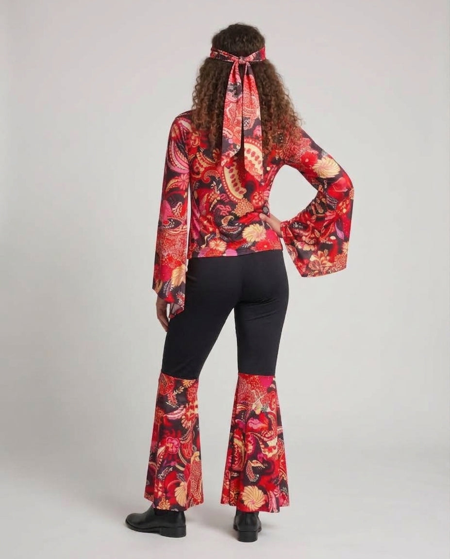 Damen Hippie Kostümset mit weitem Oberteil und Schlaghose Echo Archiv