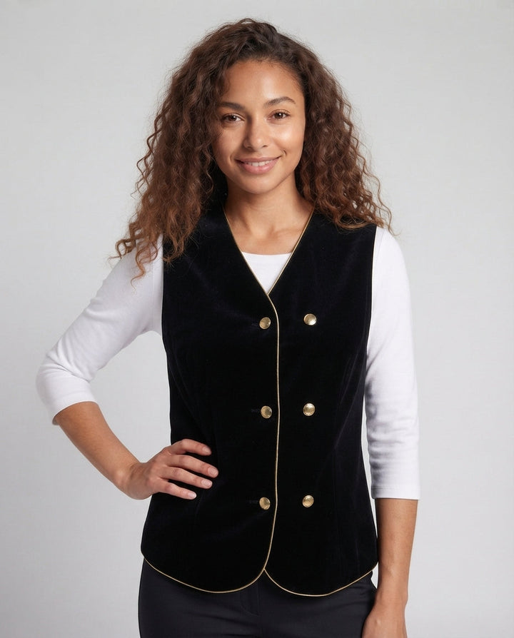 Damen Elegantes Samt-Weste mit Knopfdetails Echo Archiv