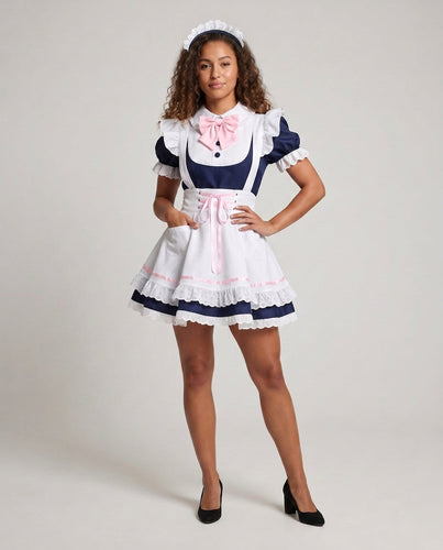 Damen Dienstmädchen-Kleid mit Rüschendetails und Haarschmuck Echo Archiv