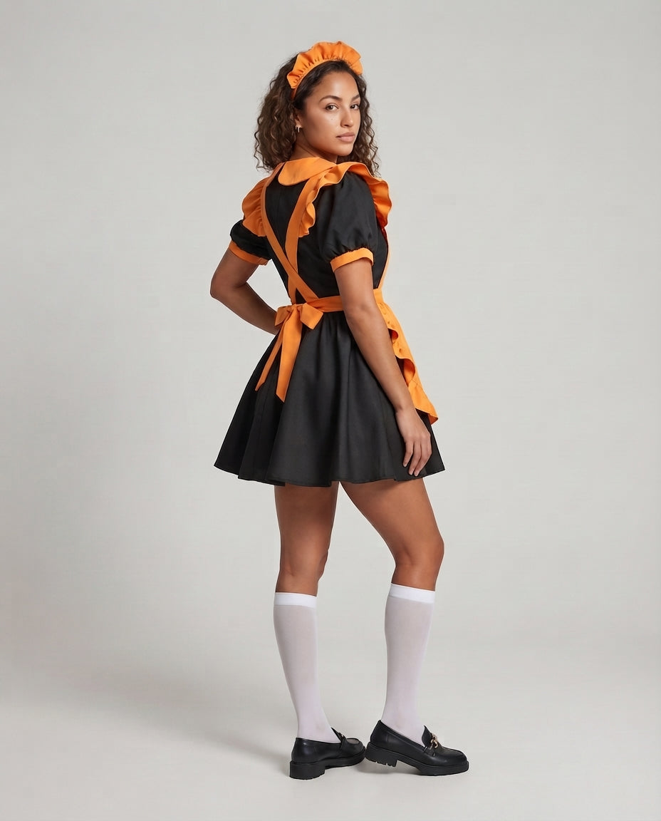 Damen verspieltes Dienstmädchenkleid mit Rüschendetails Echo Archiv