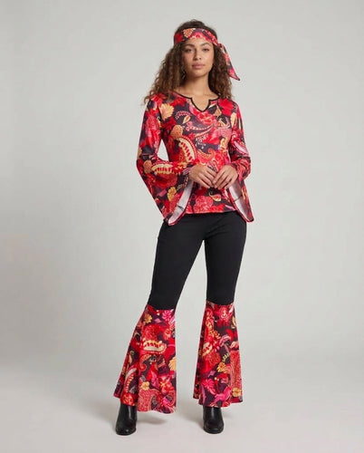 Damen Hippie Kostümset mit weitem Oberteil und Schlaghose Echo Archiv