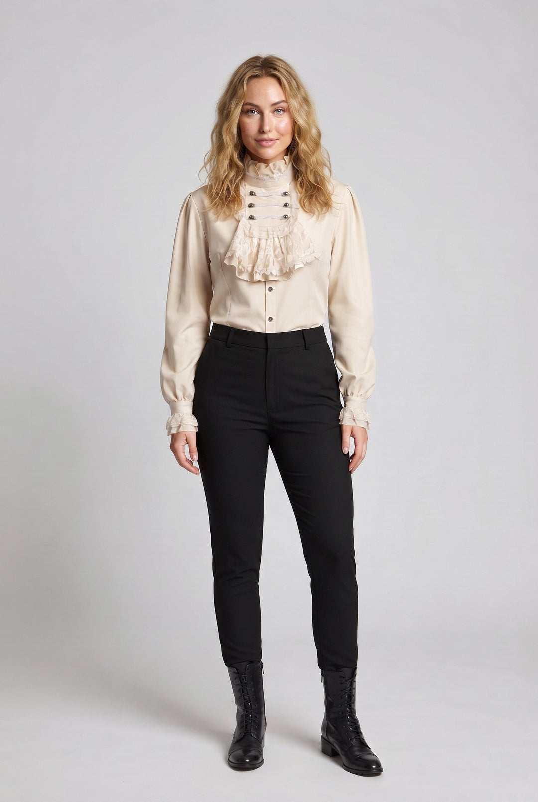 Damen Elegante Rüschenshirt mit hochwertiger Spitze und maßgeschneidertem Schnitt Echo Archiv