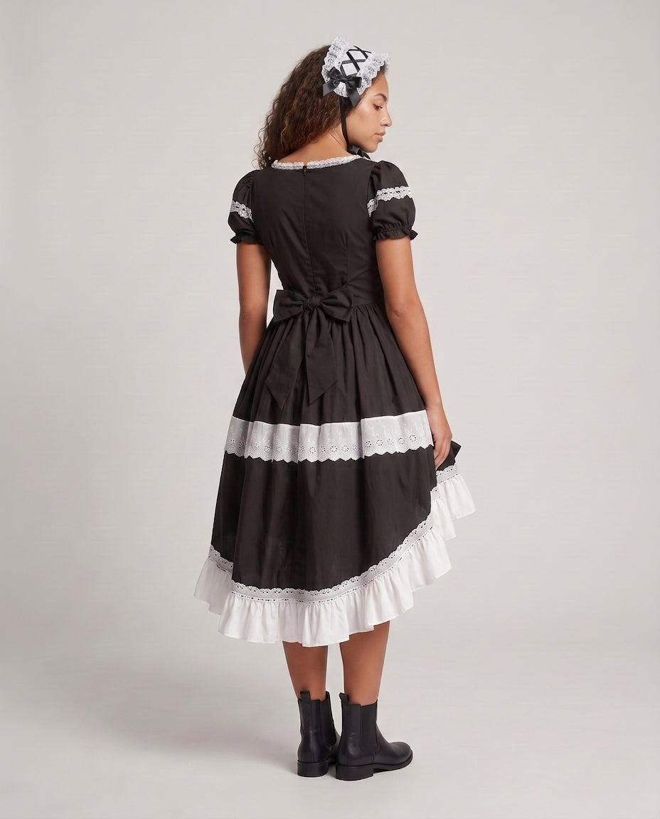 Damen Zeitloses Lolita-Kleid mit Rüschendetails und Puffärmeln Echo Archiv