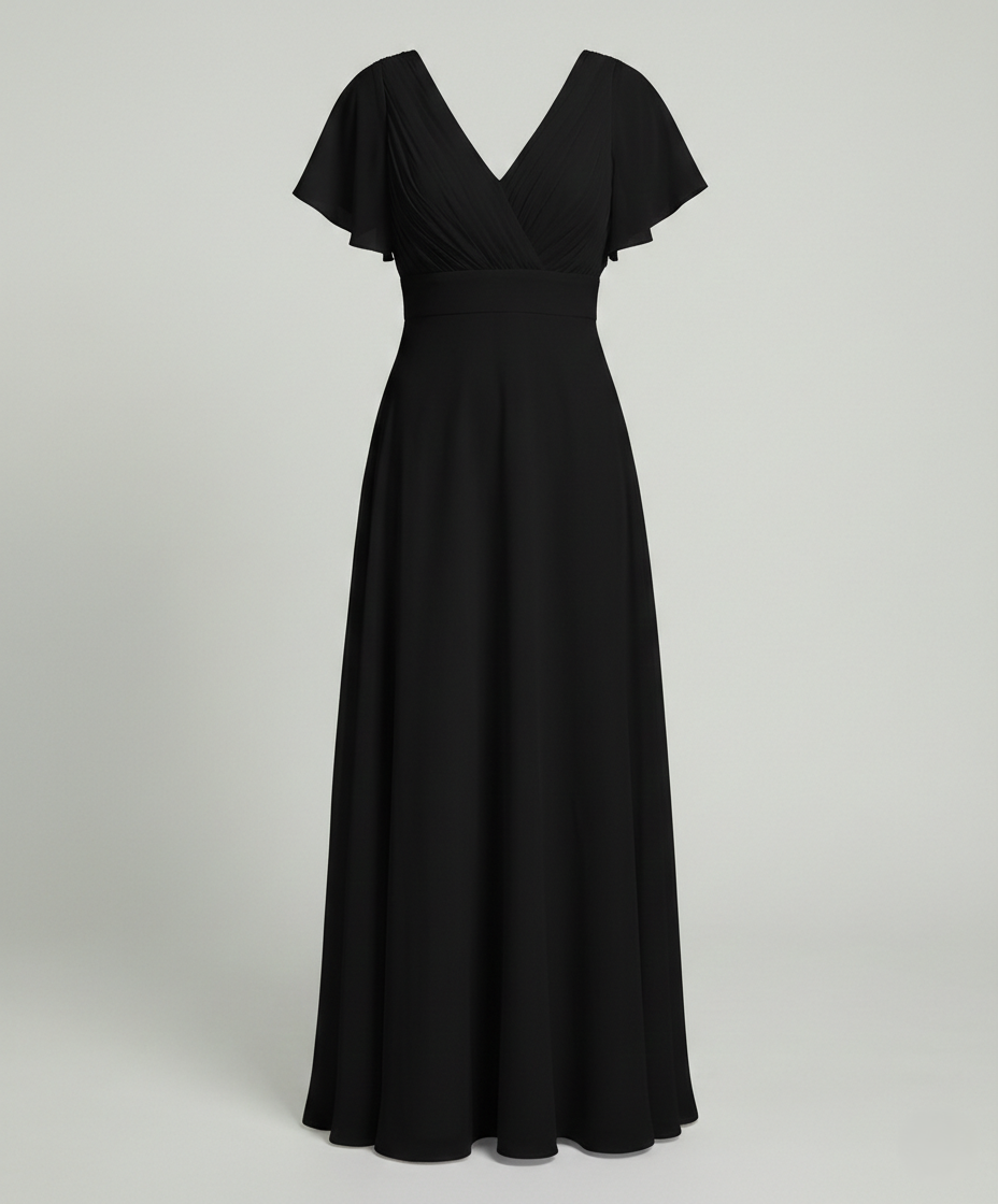 Damen Maxikleid Chiffon elegant plissiert