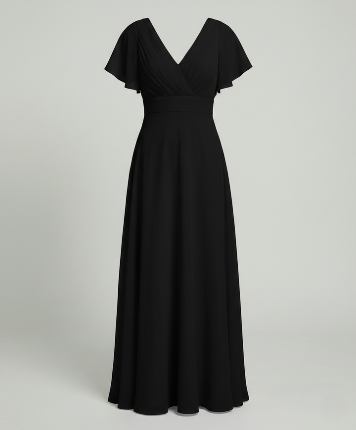 Damen Maxikleid Chiffon elegant plissiert