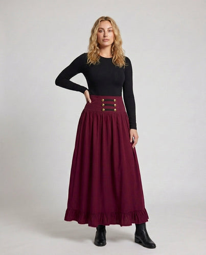 Damen Eleganter Hochzeitsrock mit Schnürung und Volant – Élara