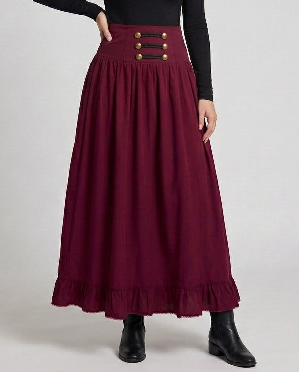 Damen Eleganter Hochzeitsrock mit Schnürung und Volant – Élara