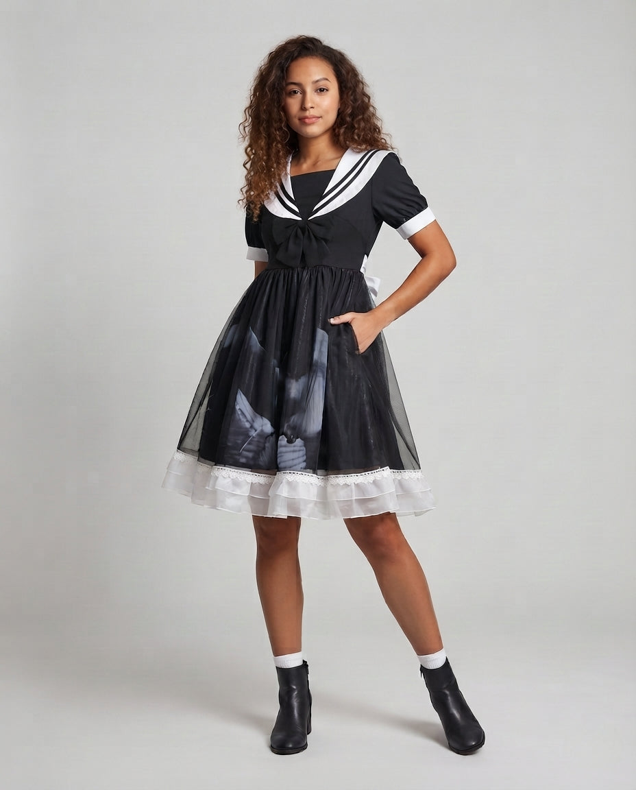 Damen Verspielt romantisches Kleid mit Schleifen und Rüschen Echo Archiv