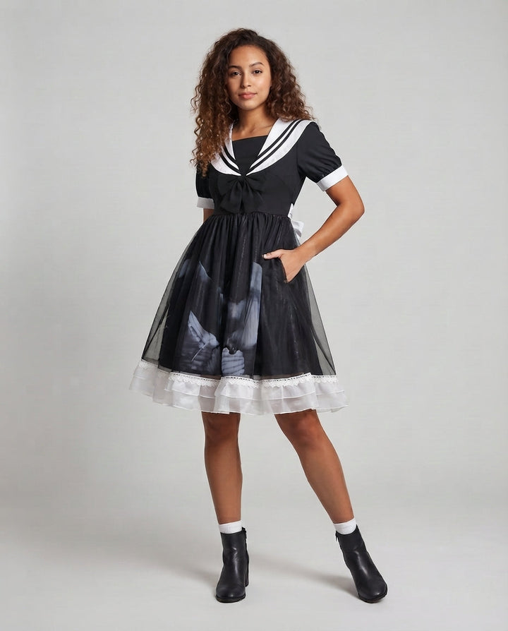 Damen Verspielt romantisches Kleid mit Schleifen und Rüschen Echo Archiv