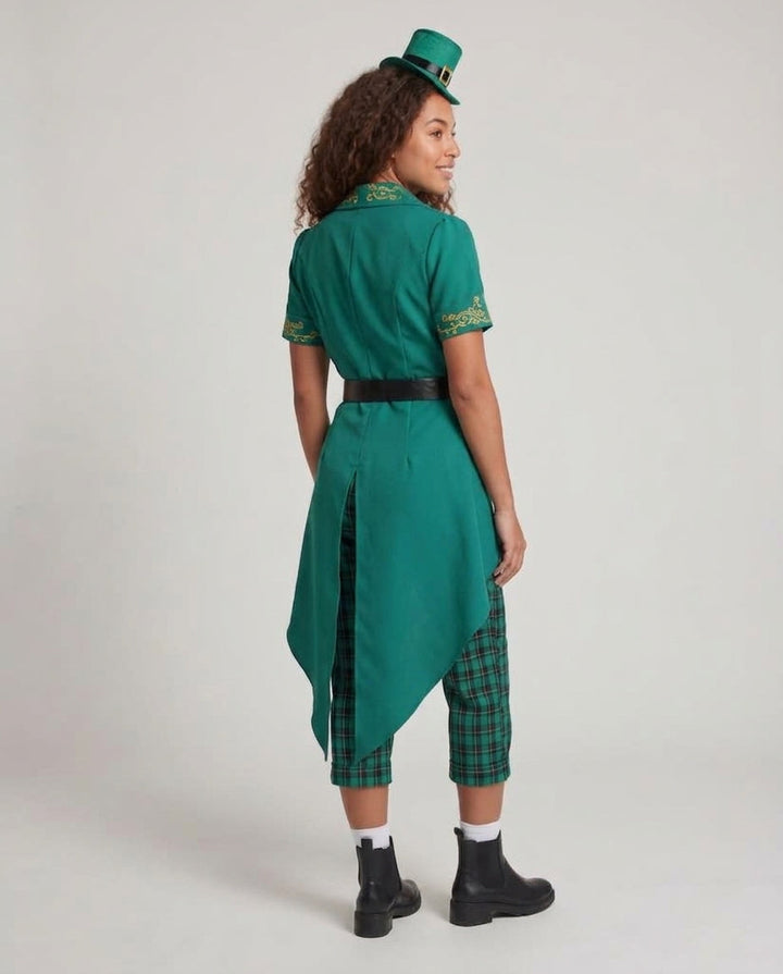 Damen Kostüm als irische Leprechaun mit elegantem Blazerschnitt und Karomuster Echo Archiv