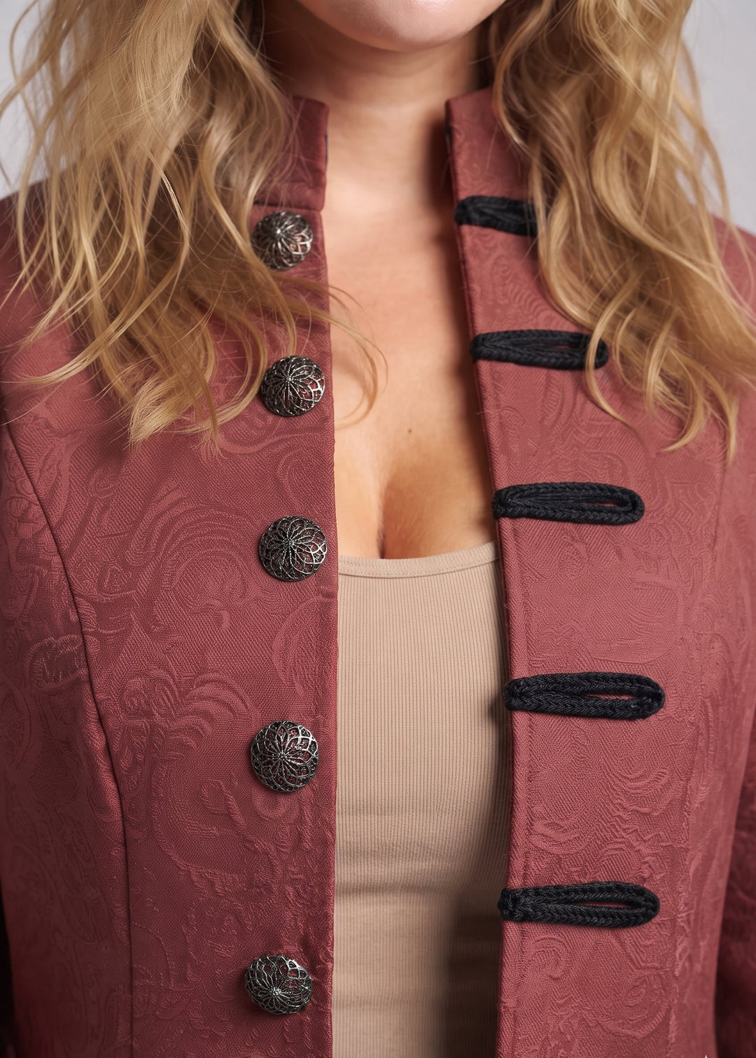Damen stilvolles, elegantes Weste mit luxuriösen Verzierungen und asymmetrischem Schnitt Echo Archiv