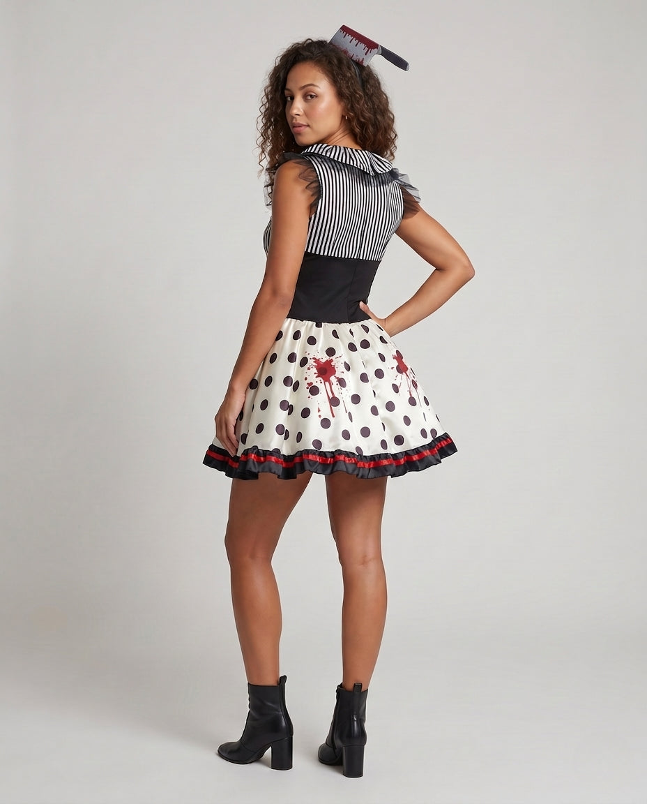 Damen Gruselige Clown-Kleid mit blutigen Akzenten Echo Archiv