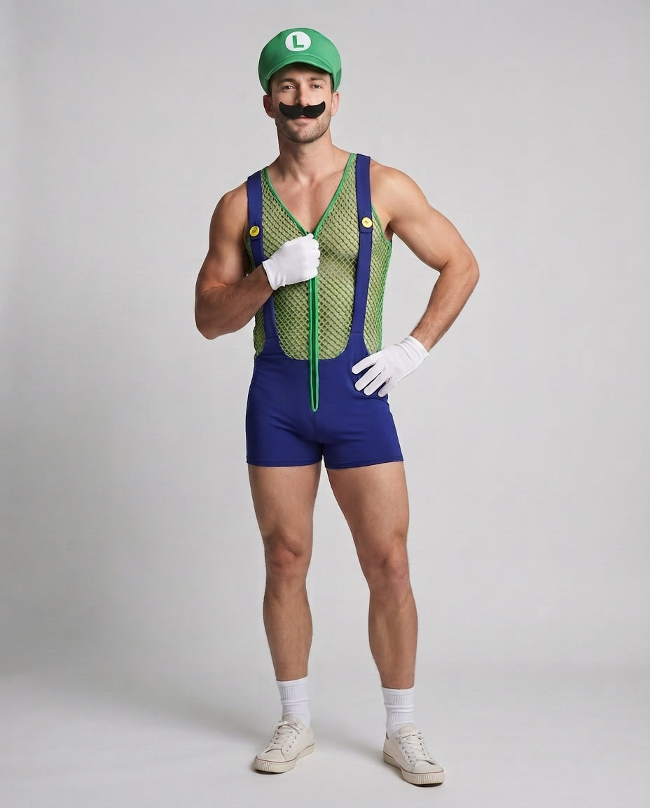 Herren Kostüm im Mario-Stil mit Netzdetails Echo Archiv