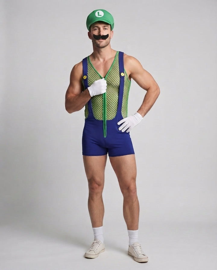 Herren Kostüm im Mario-Stil mit Netzdetails Echo Archiv