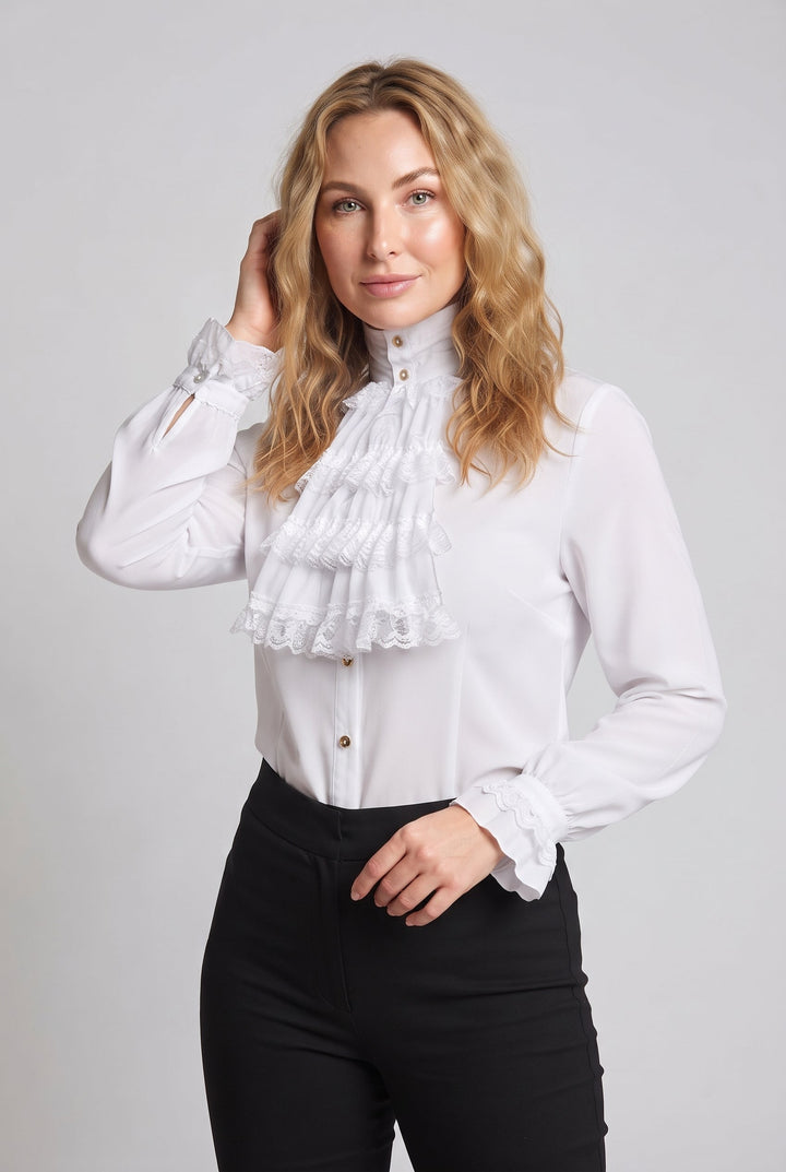 Damen Rüschenshirt mit elegantem Kragen Echo Archiv