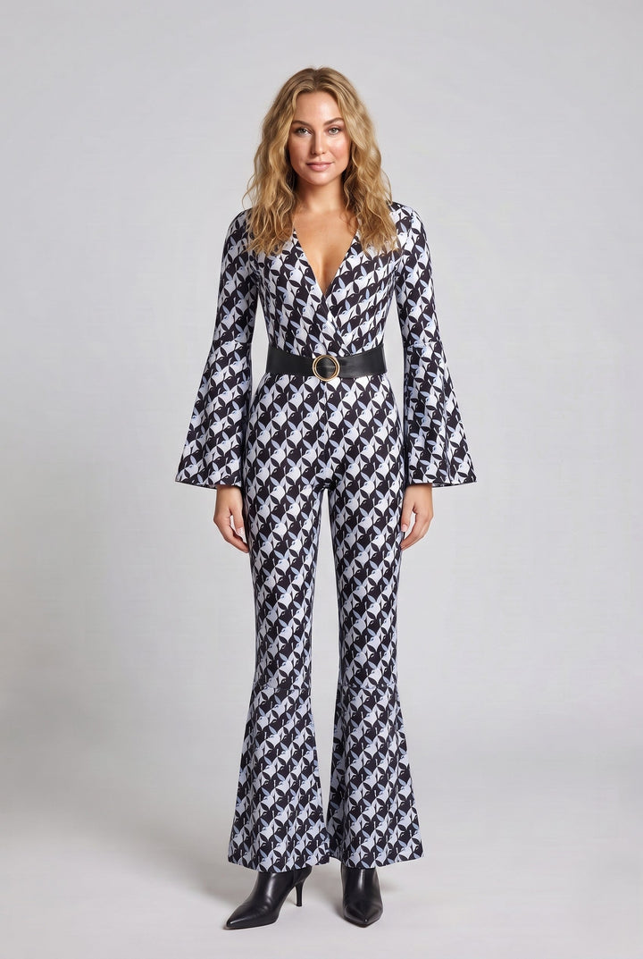 Damen Designer Jumpsuit mit weitem Ärmel Echo Archiv