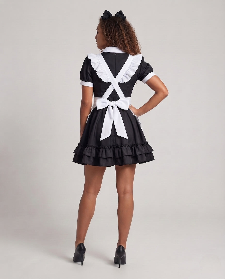 Damen verspieltes Kostümkleid mit Rüschen und Schleifen Echo Archiv