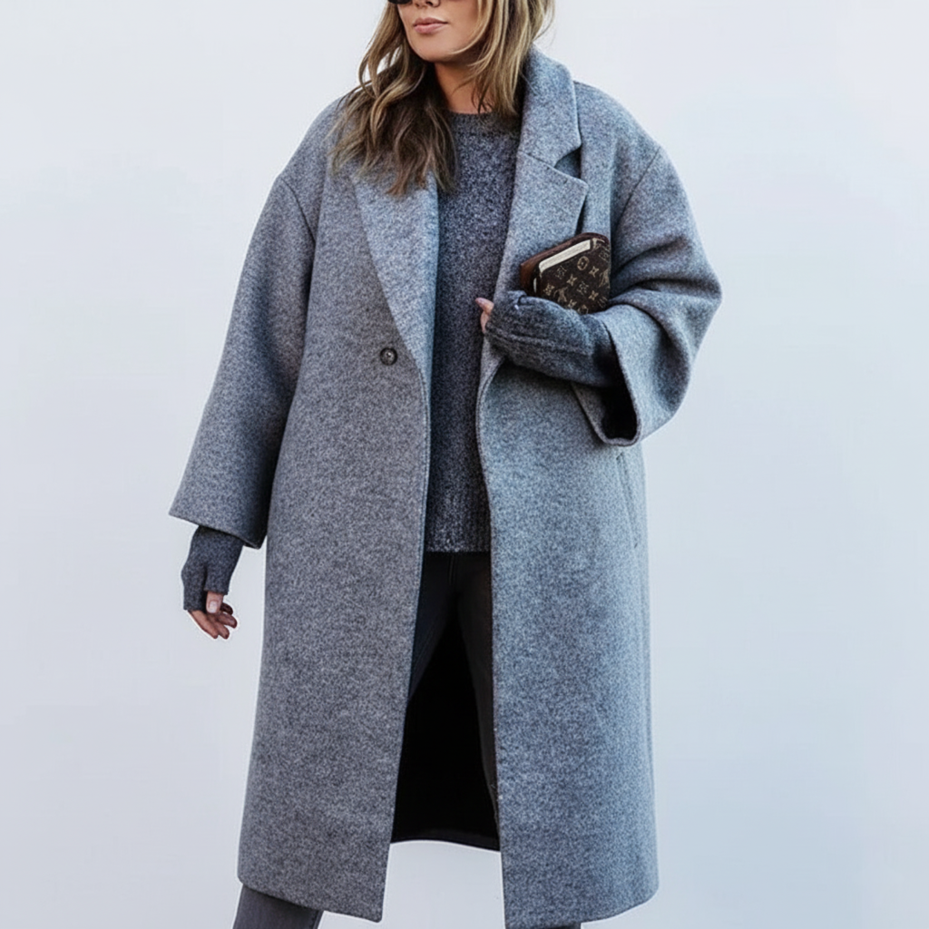 Damen Lange Wollmantel | Große Größen – Montévia