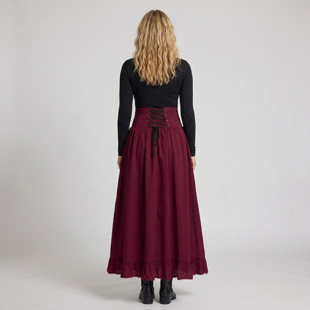 Damen Eleganter Hochzeitsrock mit Schnürung und Volant – Élara