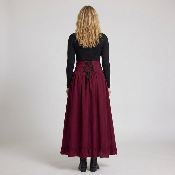 Damen Eleganter Hochzeitsrock mit Schnürung und Volant – Élara