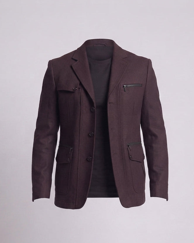 Herren Moderner City-Blazer mit Brustreißverschluss und Klapptaschen Echoarchiv