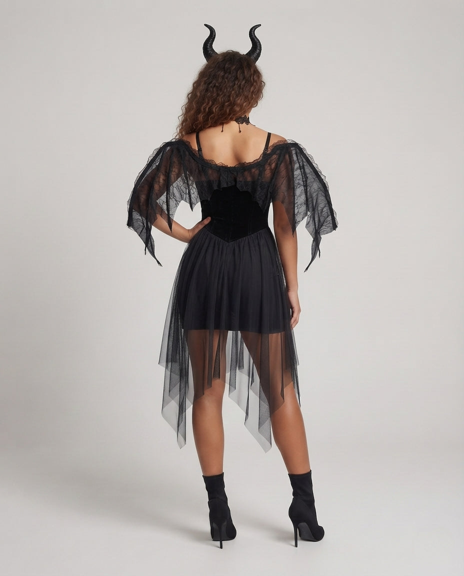 Damen verführerisches Gothic Kleid mit transparenten Tüll-Röcken Echo Archiv