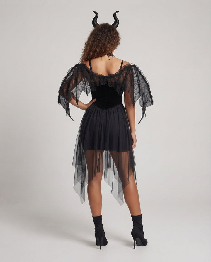 Damen verführerisches Gothic Kleid mit transparenten Tüll-Röcken Echo Archiv