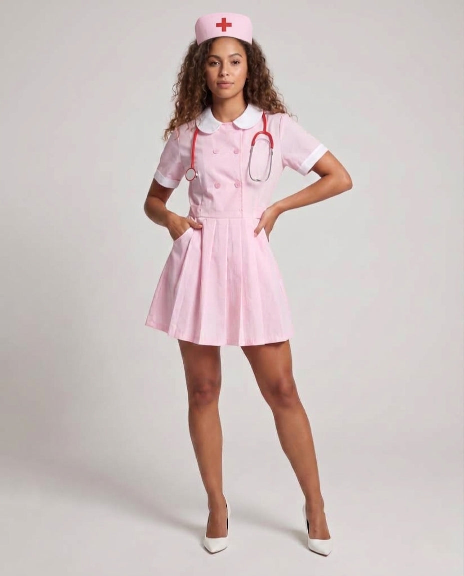 Damen Krankenschwester Kostüm mit Plissee-Design Echo Archiv