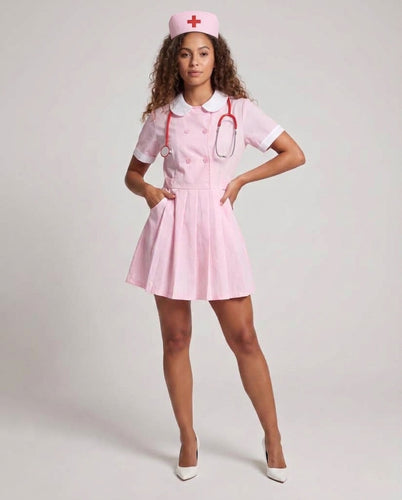 Damen Krankenschwester Kostüm mit Plissee-Design Echo Archiv