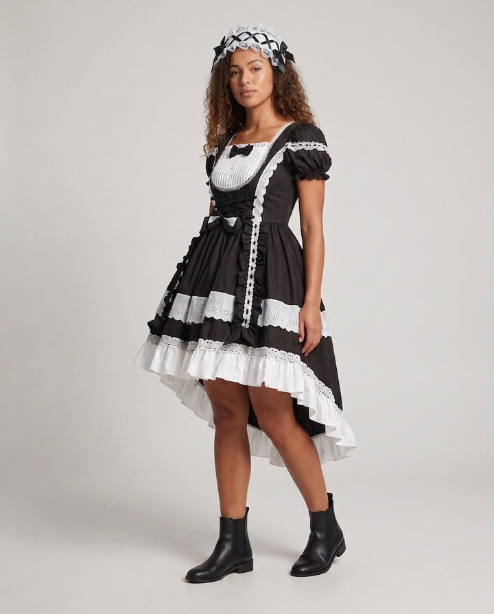 Damen Zeitloses Lolita-Kleid mit Rüschendetails und Puffärmeln Echo Archiv