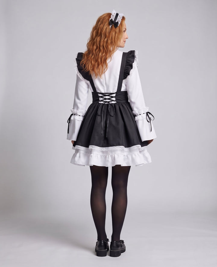 Damenkostüm als elegante Dienstmädchen mit Rüschen und Schleifen Echo Archiv