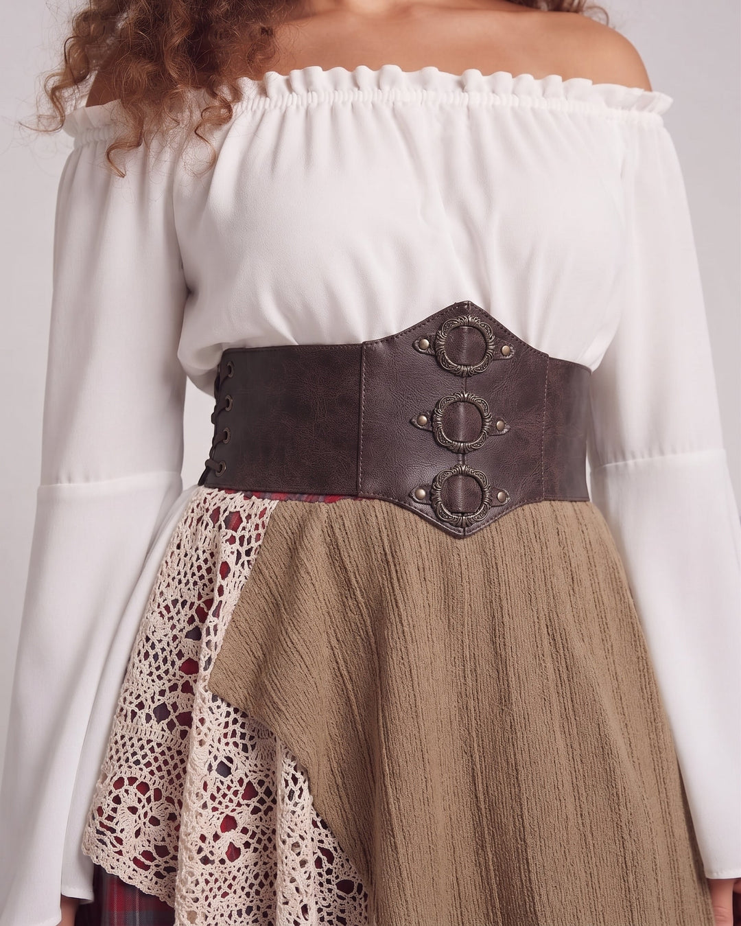 Damen romantisches Maxikleid mit weiten Ärmeln und Taillen-Corsage Echo Archiv