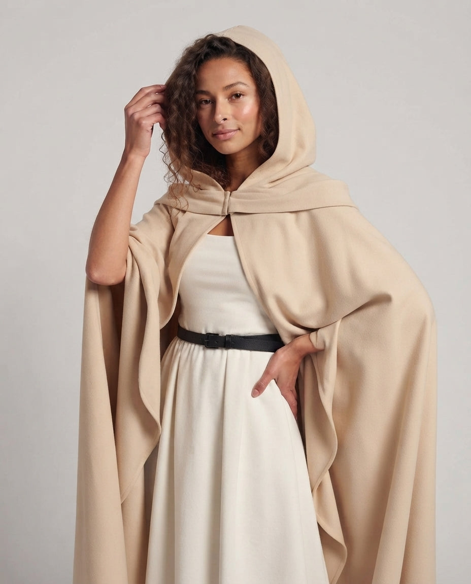 Damen Cosplay-Outfit mit kunstvollem Umhang und detailverliebt gestalteten Accessoires Echo Archiv