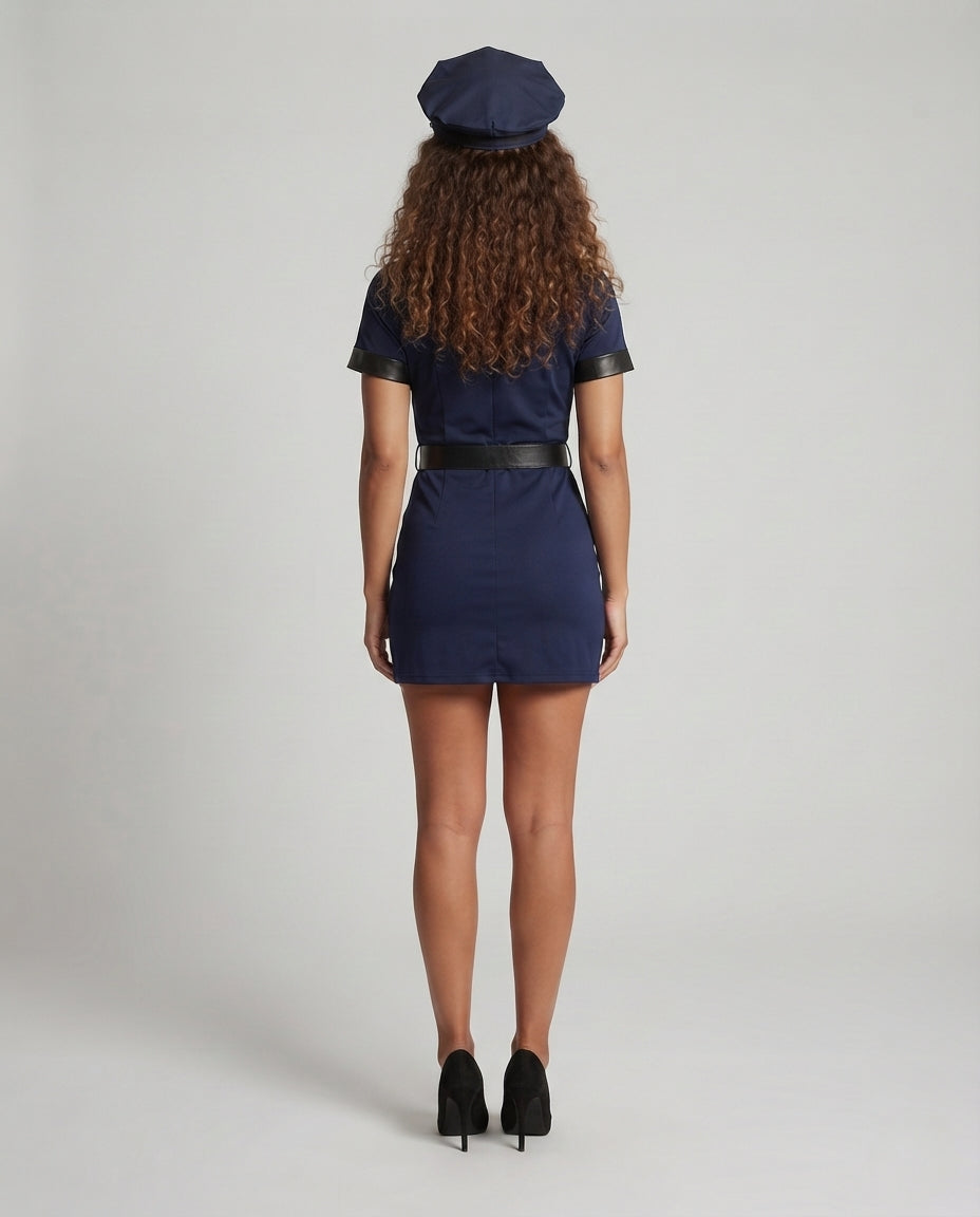 Damen Polizeiuniform-Kleid mit figurbetontem Schnitt und glänzenden Akzenten Echo Archiv