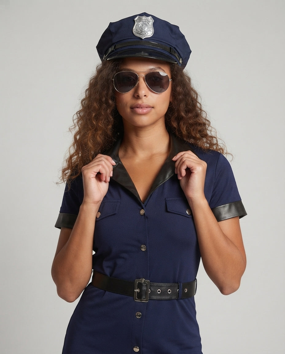Damen Polizeiuniform-Kleid mit figurbetontem Schnitt und glänzenden Akzenten Echo Archiv