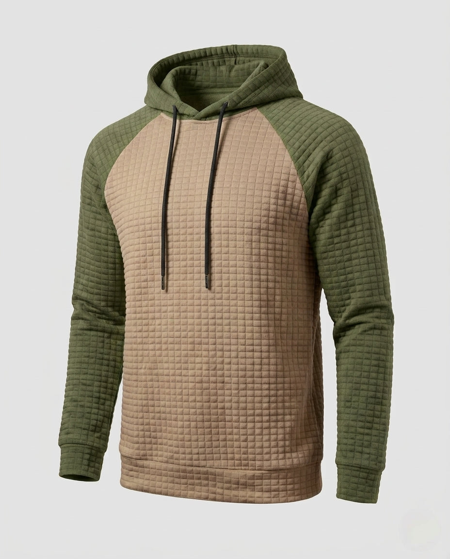 Herren Raglan Hoodie mit strukturiertem Waffel-Look und kontrastierenden Ärmeln Echoarchiv