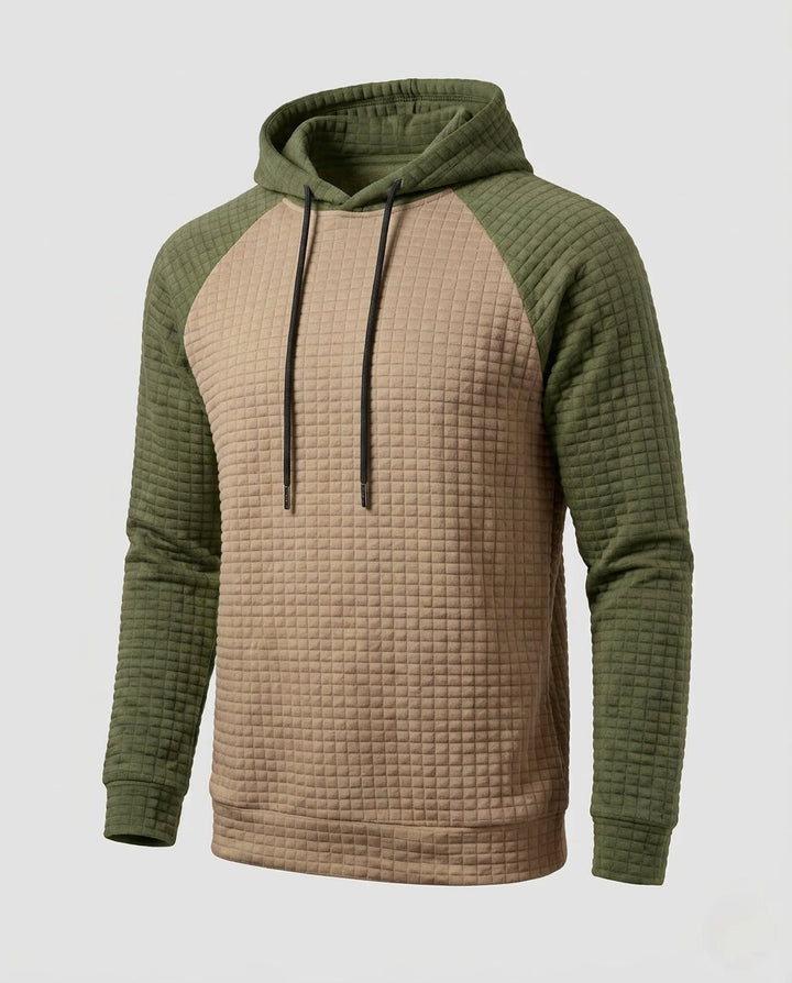 Herren Raglan Hoodie mit strukturiertem Waffel-Look und kontrastierenden Ärmeln Echoarchiv