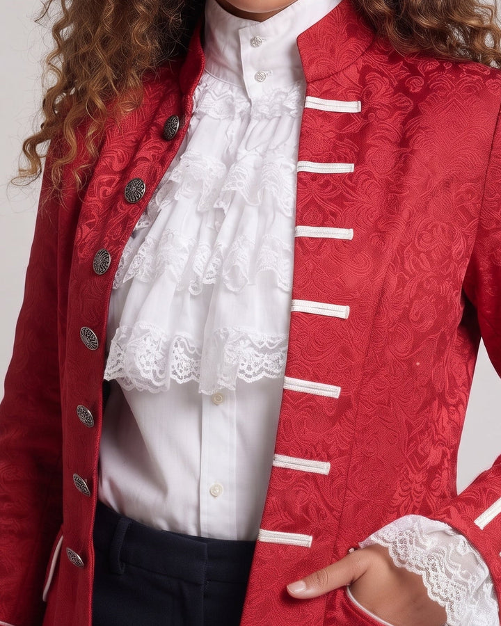 Damen Elegantes Rüschenshirt mit dekorativen Spitzen-Ausschnitten Echo Archiv
