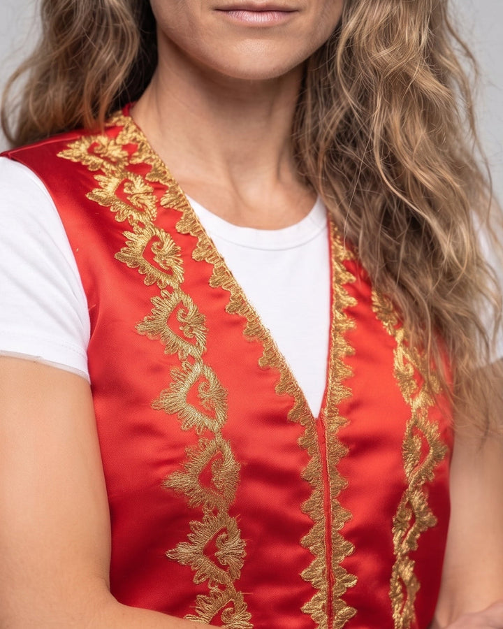 Damen Elegante Stehkragenweste mit kunstvollen Verzierungen Echo Archiv
