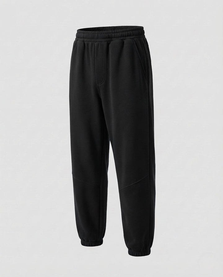 Männliche gepolsterte Fleece-Jogginghosen mit verstärkten Kniebereichen, elastischem Bund und Bündeln am Fuß Echoarchiv