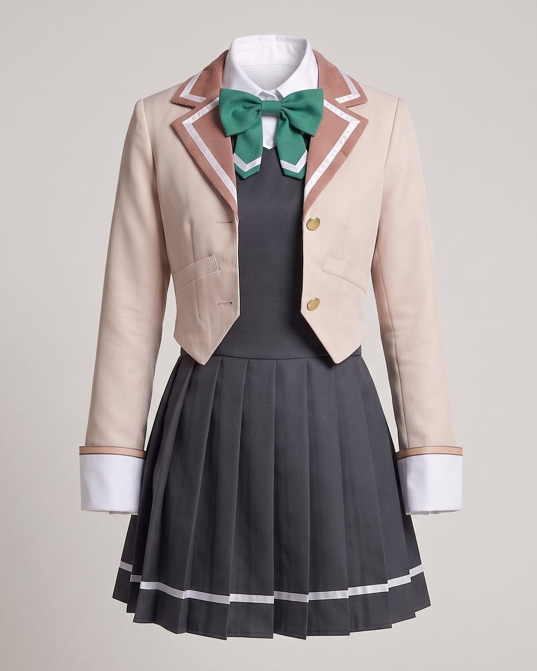 Damen elegantes Schuluniform-Kostümset mit Sakko, Hemd, Weste und Krawatte Echo Archiv
