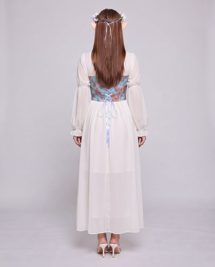 Frauen romantisches Maxikleid mit Rüschen und floralem Muster Echo Archiv