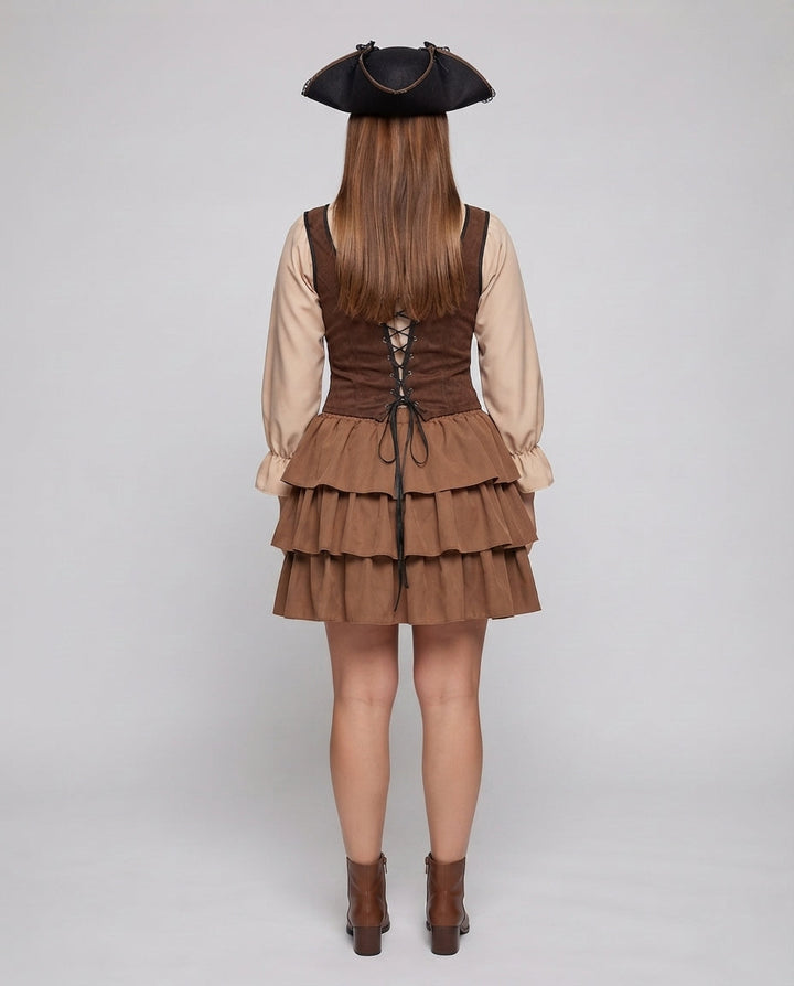 Damen Piratenkostüm mit stylischem Volant und eleganter Schnürung Echo Archiv