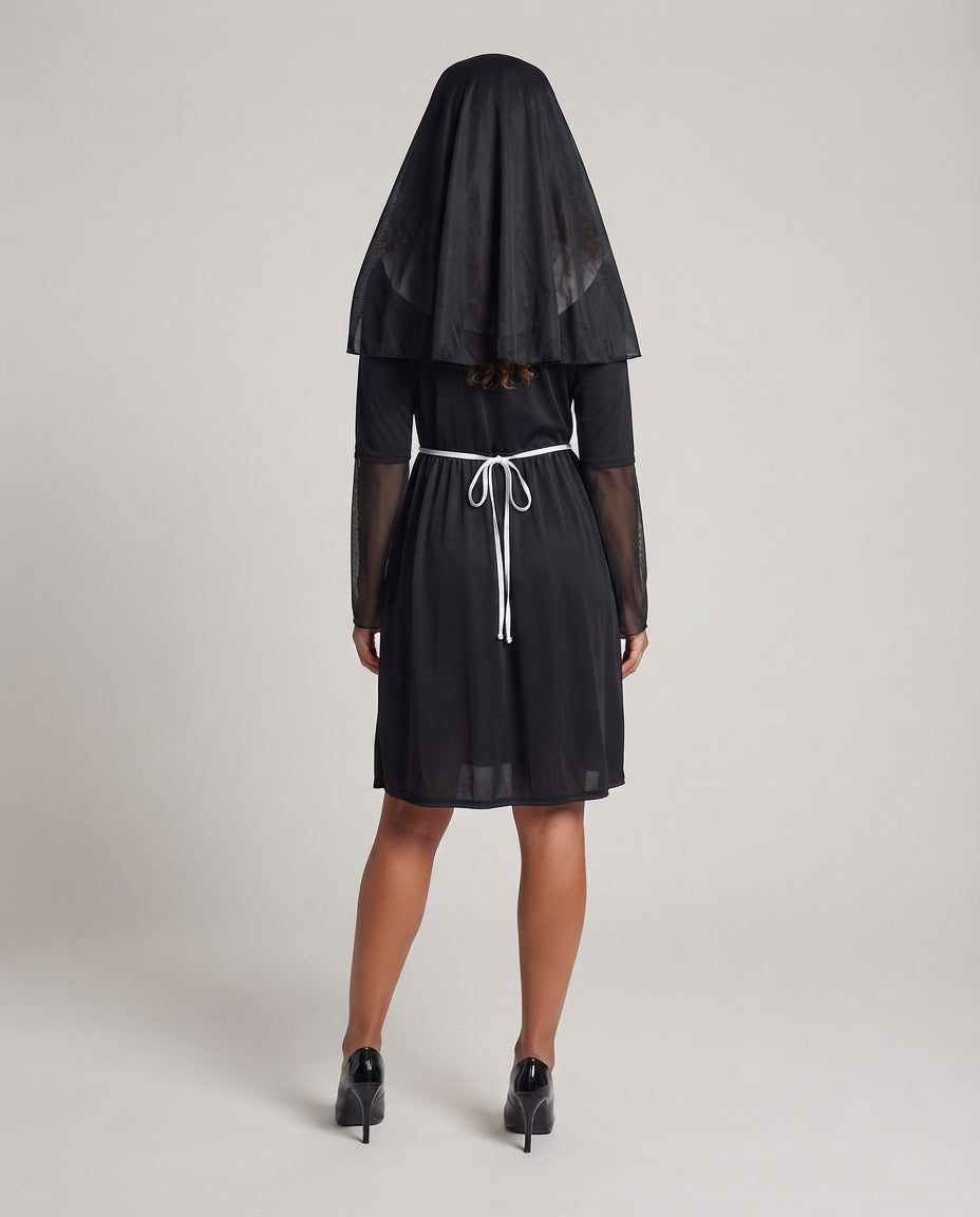 Damen Nonnenkostüm mit transparenten Ärmel-Puffdetail Echo Archiv