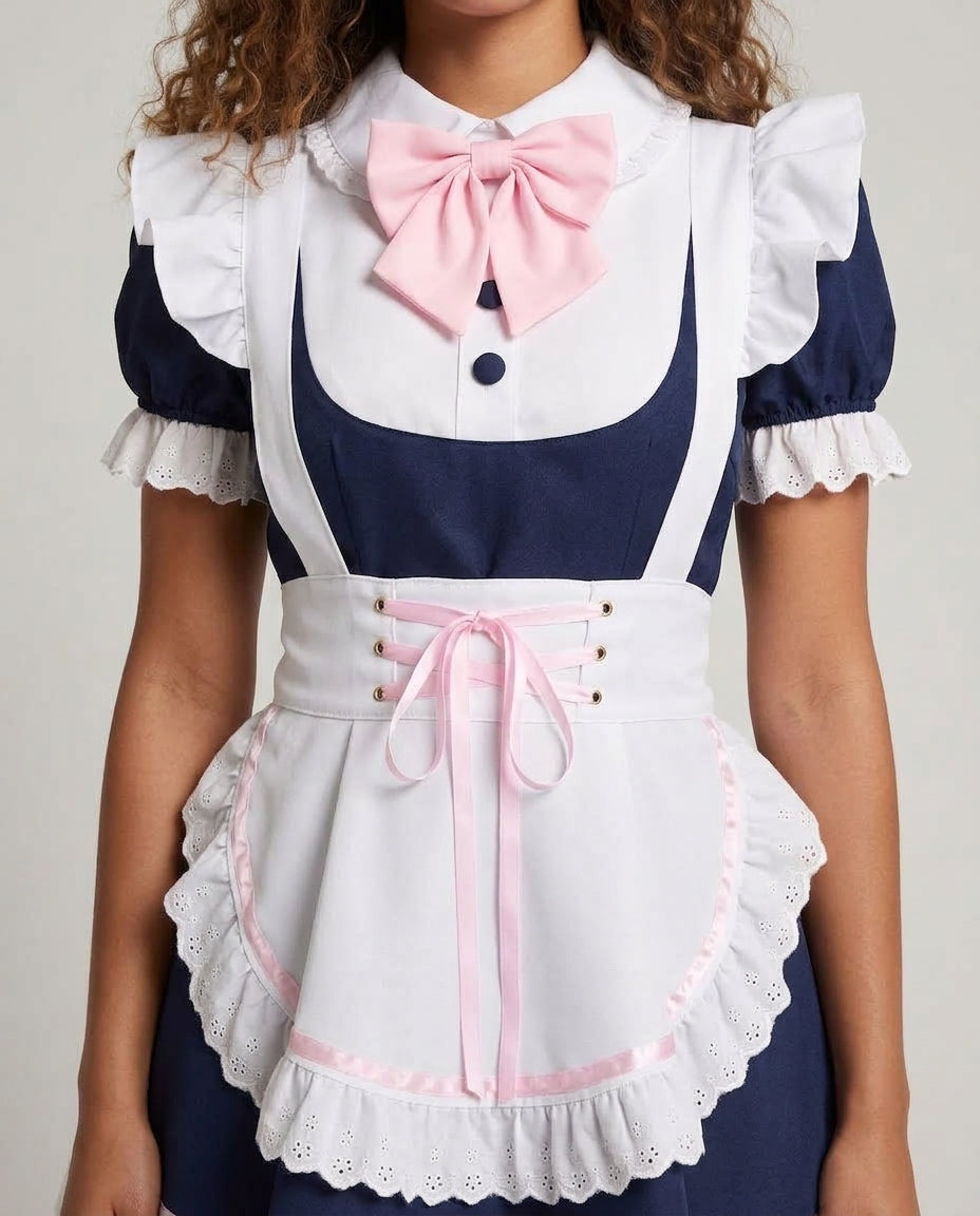 Damen Dienstmädchen-Kleid mit Rüschendetails und Haarschmuck Echo Archiv