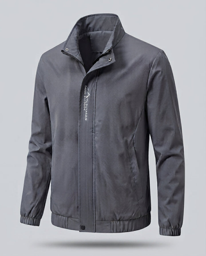 Leichter Mikrofaser-Windbreaker für Herren mit Stehkragen, wasserabweisender Oberfläche und verdeckten Taschen
